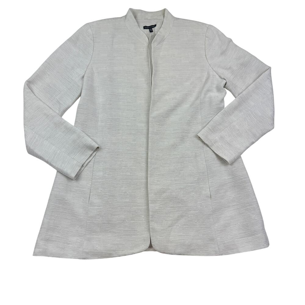 Eileen Fisher Sophisticated Textured Open Front Long Line Blazer Women's Size M